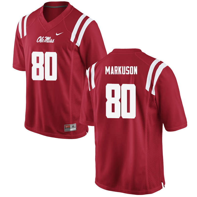 Elliot Markuson Ole Miss Rebels NCAA Men's Red #80 Stitched Limited College Football Jersey RCO6358NY